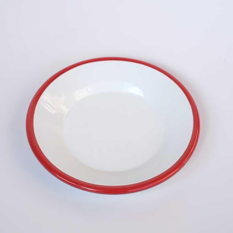 Emaye 21 cm  Kenar Tabak Kırmızı