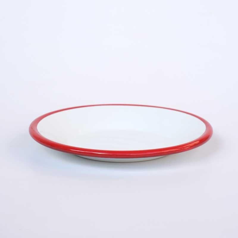 Emaye 21 cm  Kenar Tabak Kırmızı
