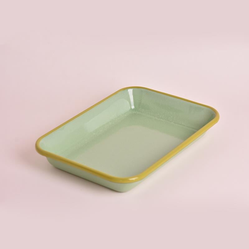 Emayra Emaye Meze Tabağı Nil Yeşili Kordon F.Yeşil 27 x 19 cm