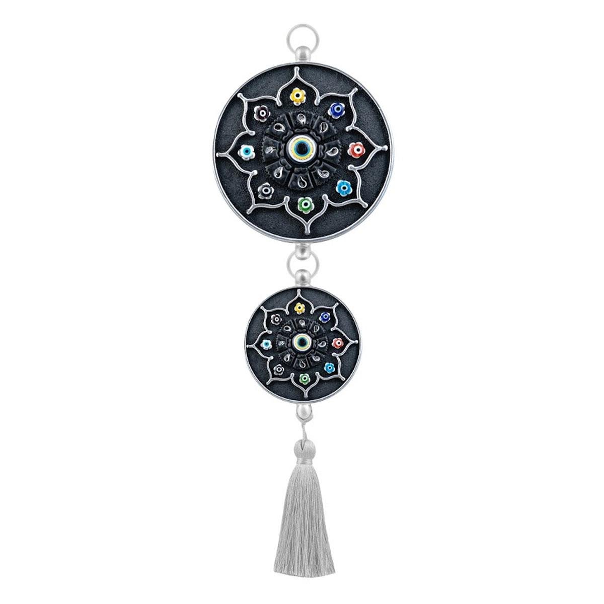 Nazar boncuklu duvar süsü Emayra Siyah Gümüş Yıldız Motifli - Çamlıca Home