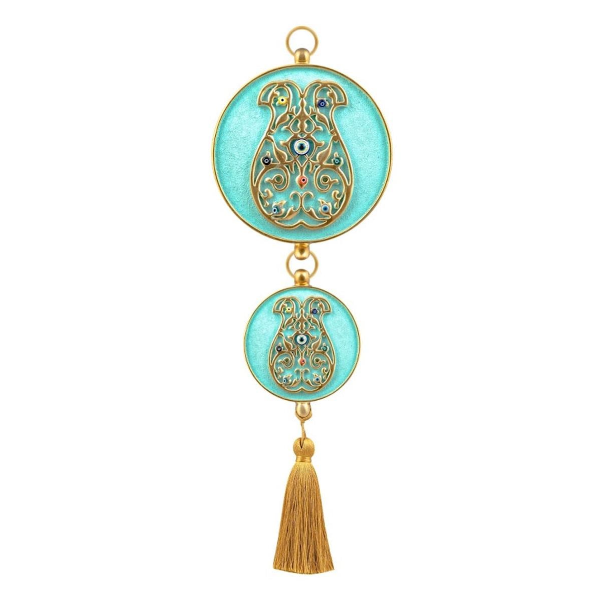 Nazar boncuklu duvar süsü Emayra Nil Yeşili Kaftan Motifli Püsküllü - Çamlıca Home