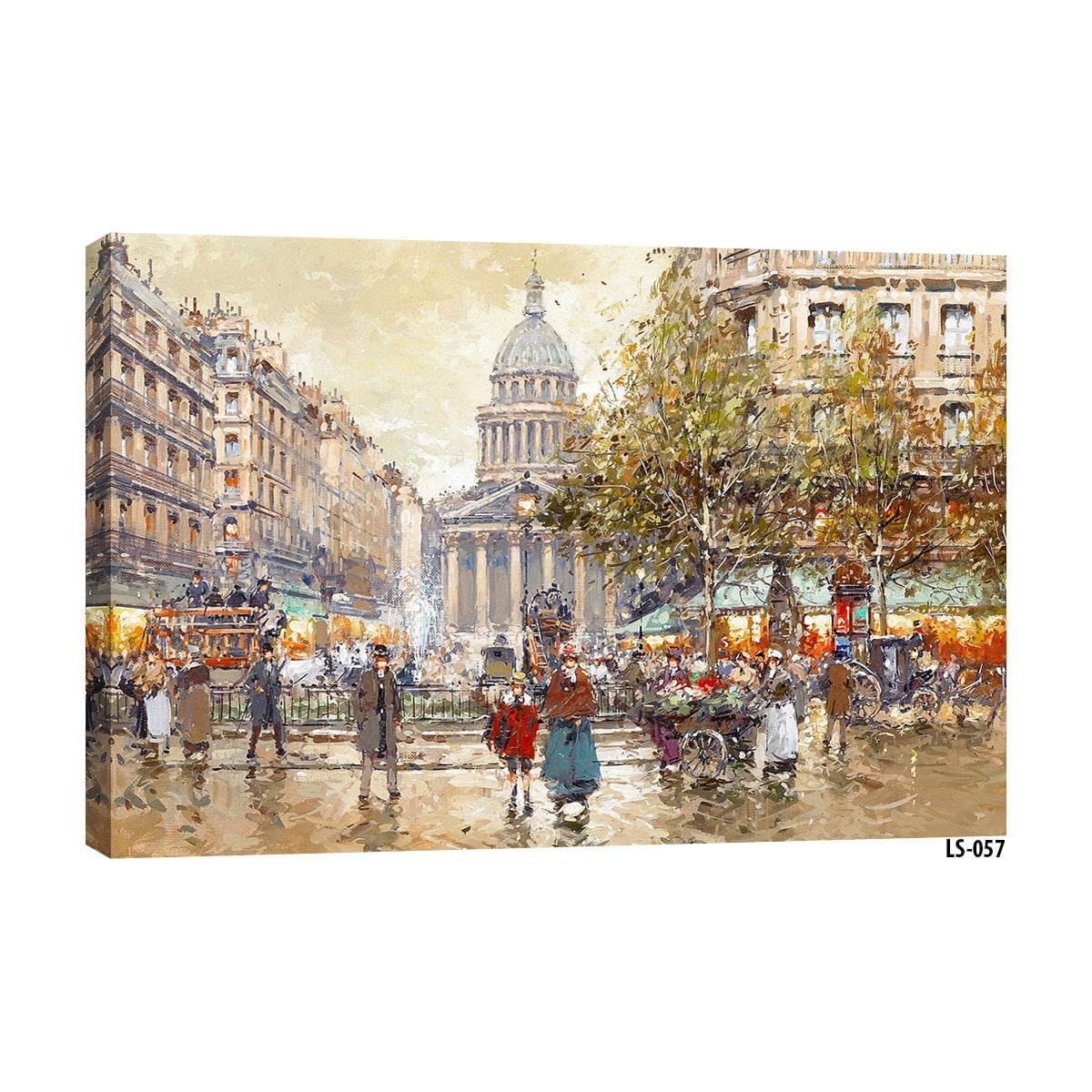 Emayra Nostaljik Paris Sokak Manzaralı Yağlı Boya Efektli Dokulu Tablo