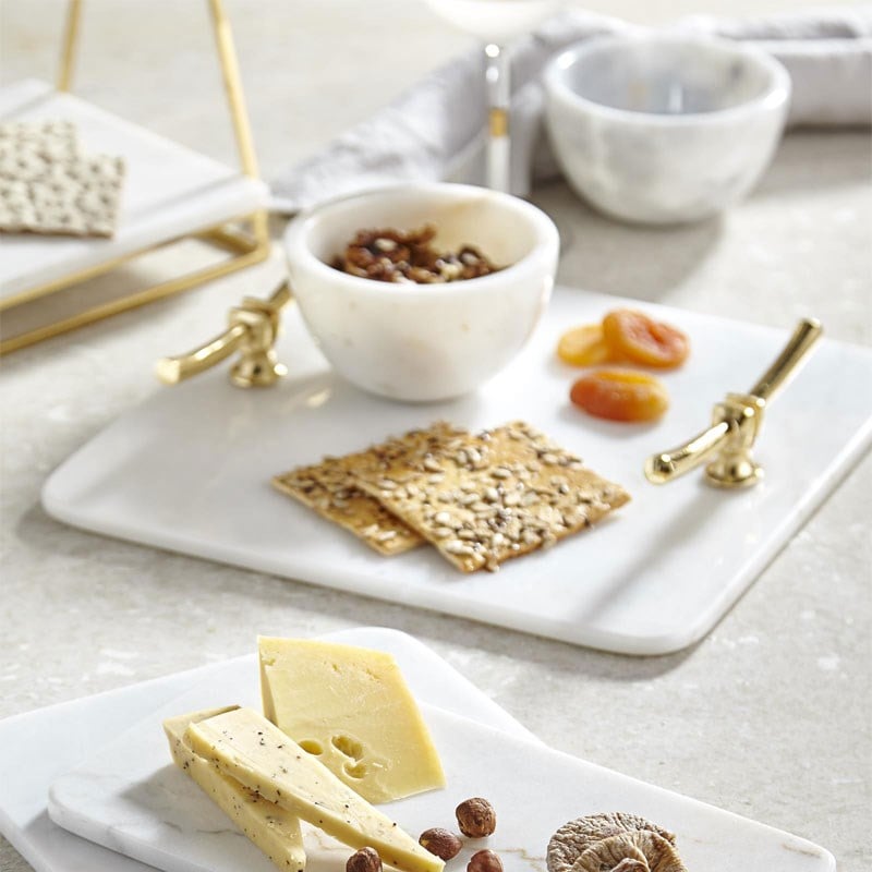 Evza Kare Mermer Tepsi Beyaz