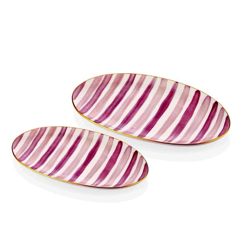 Fez Oval Servis 2li Set 26 cm & 29 cm Mor
