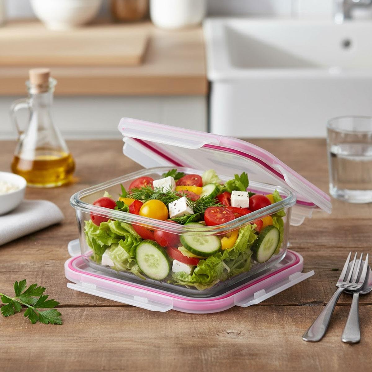 Glasslock Kare Cam Saklama Kabı 900 ml - Fırın ve Mikrodalga İçin Şok Dayanımlı