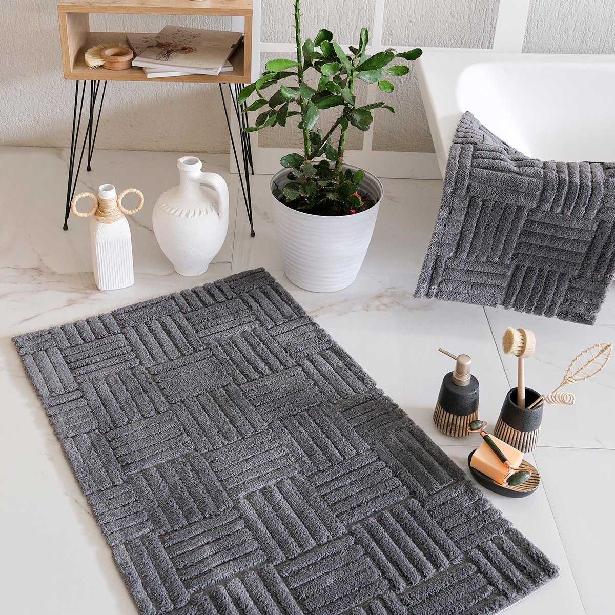 HCW Cubin 2li Banyo Paspas Seti Antrasit 40x60-60x100 cm