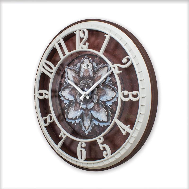 Hisar Lotus Duvar Saati 40 cm | Çiçek Desenli Sessiz Dekoratif Saat