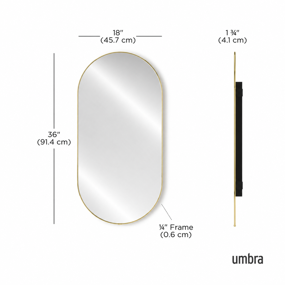 Hubba Pirinç Çerçeveli Oval Duvar Aynası 91 cm