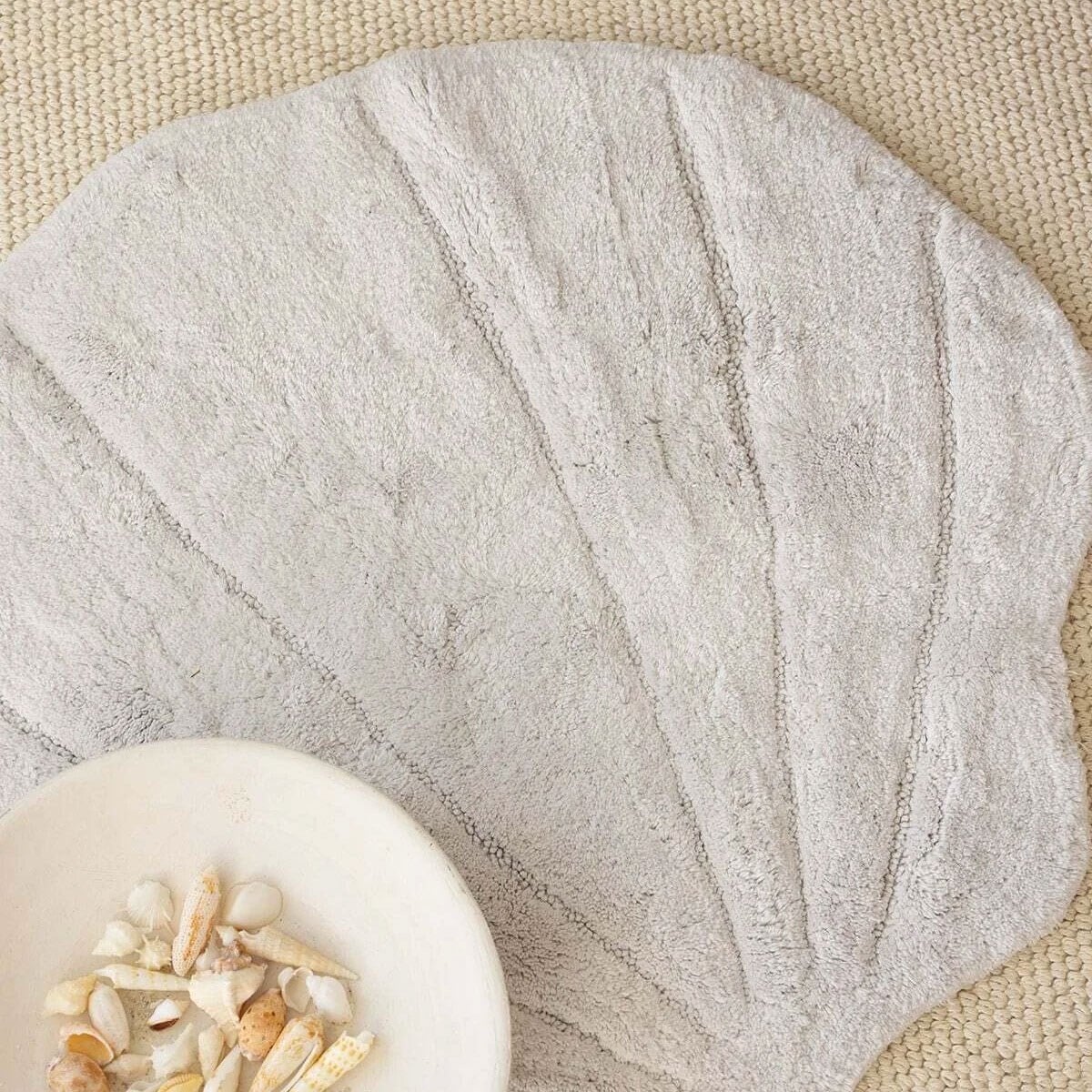 İrya Le Perla Bambu Banyo Paspası | Deniz Kabuğu Formu Gri 80x90