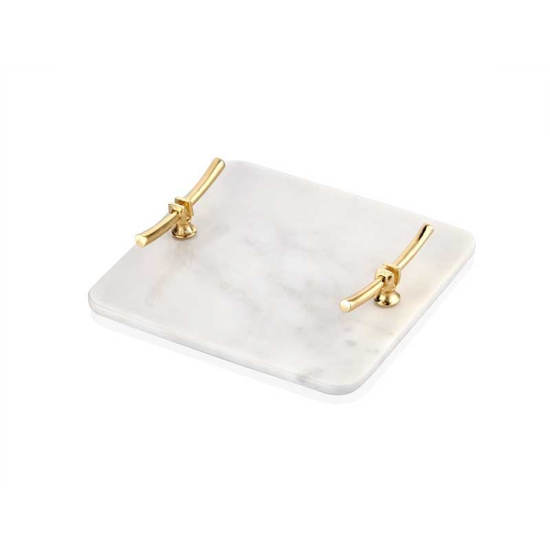 Evza Kare Mermer Tepsi Beyaz