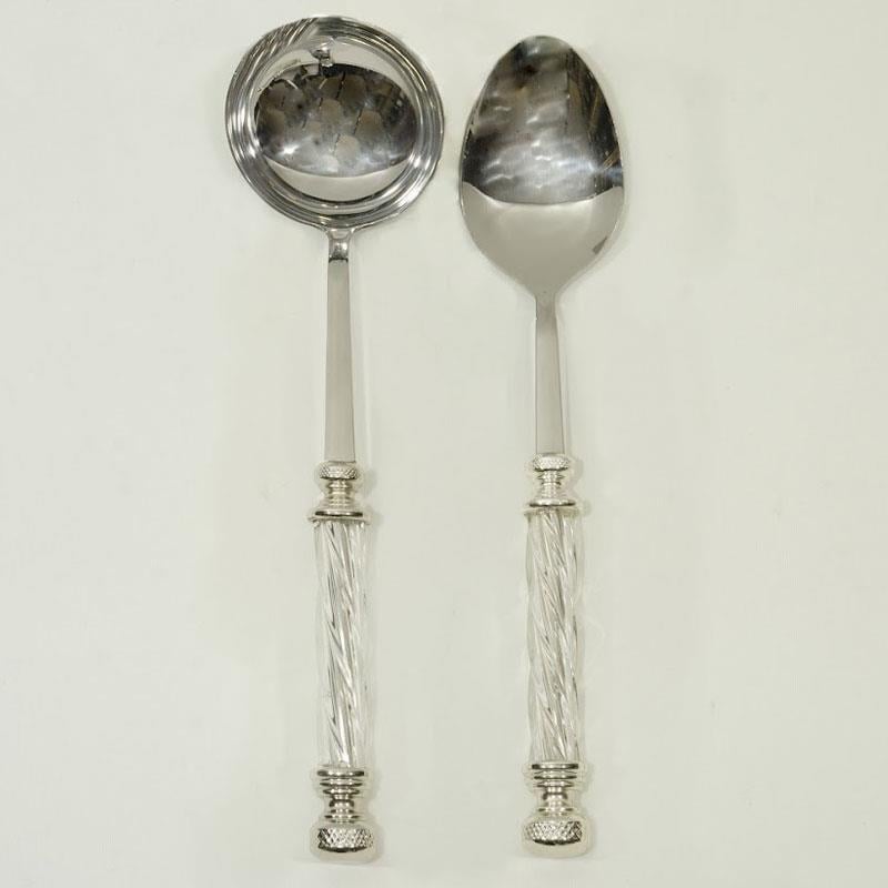 Kristal 2 Parça Pilav Kaşığı ve Çorba Kepçesi Seti Gümüş - Çamlıca Home