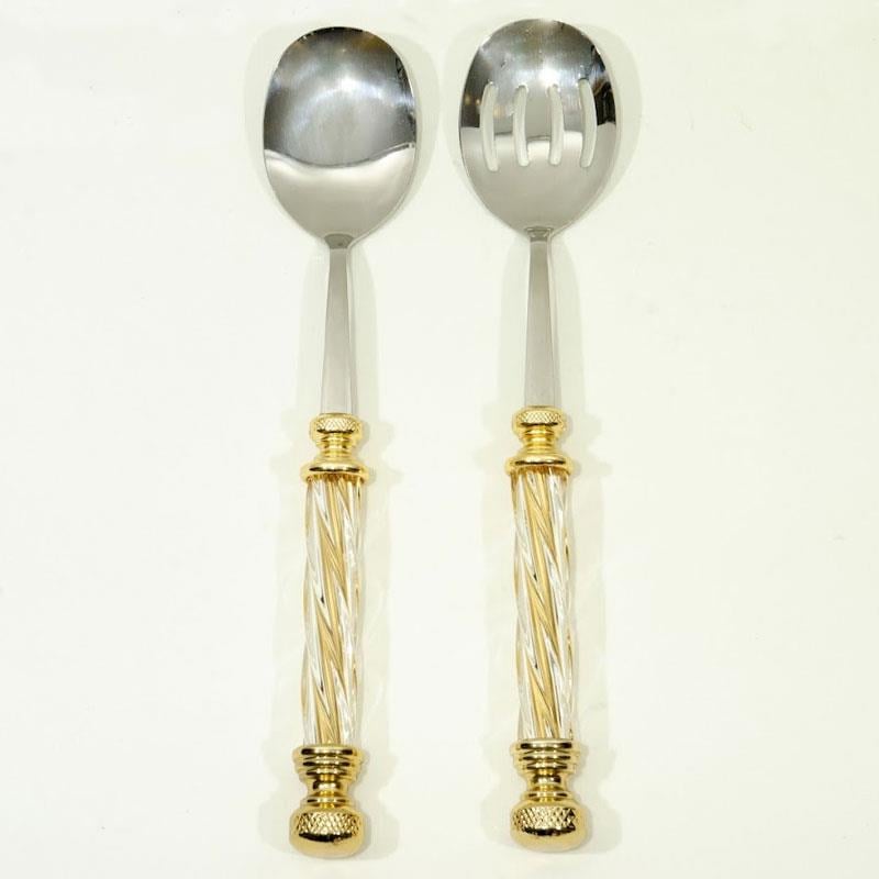 Kristal 2 Parça Salata Servis Seti Altın - Çamlıca Home