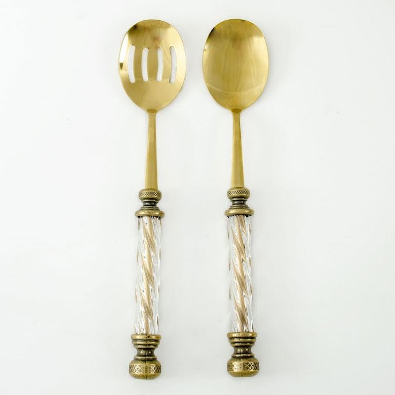 Kristal 2 Parça Salata Servis Seti Antik Titanyum - Çamlıca Home