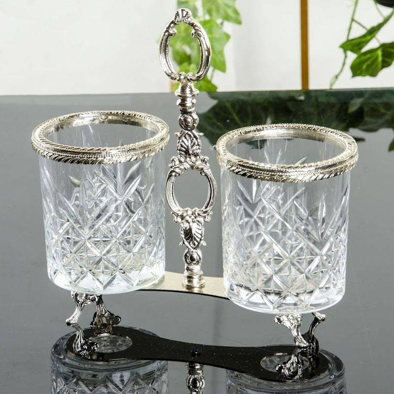 Kristal 2'li Kaşıklık Gümüş - Çamlıca Home