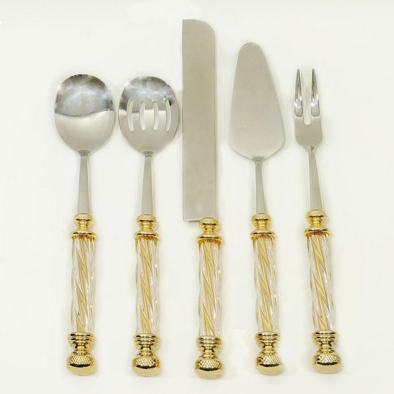 Kristal 5 Parça Servis Seti Altın - Çamlıca Home