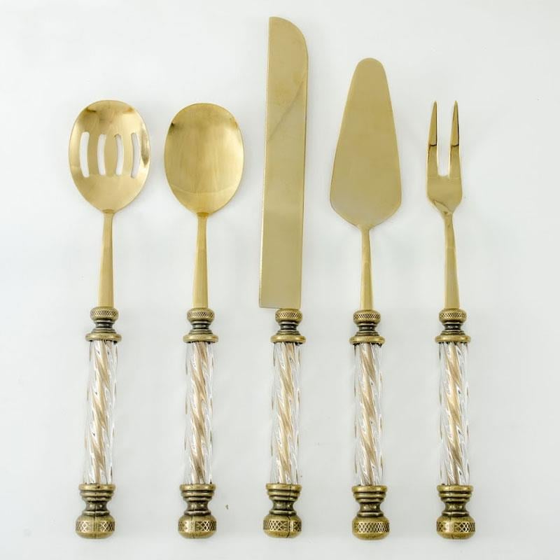 Kristal 5 Parça Servis Seti Antik Titanyum - Çamlıca Home