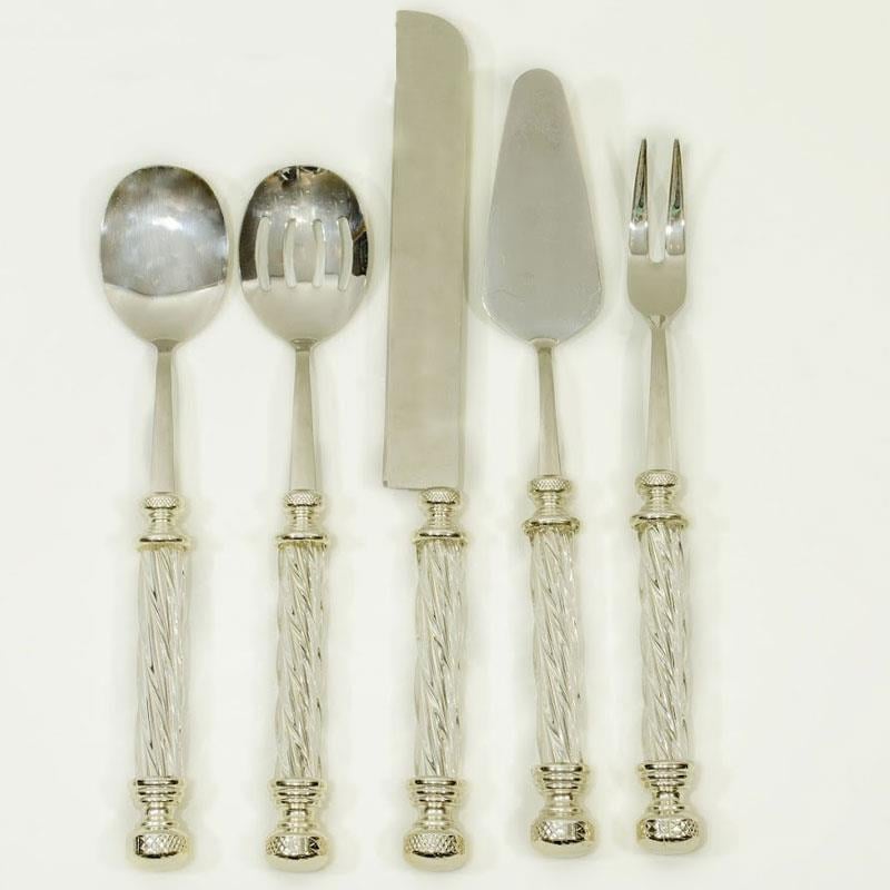 Kristal 5 Parça Servis Seti Gümüş - Çamlıca Home