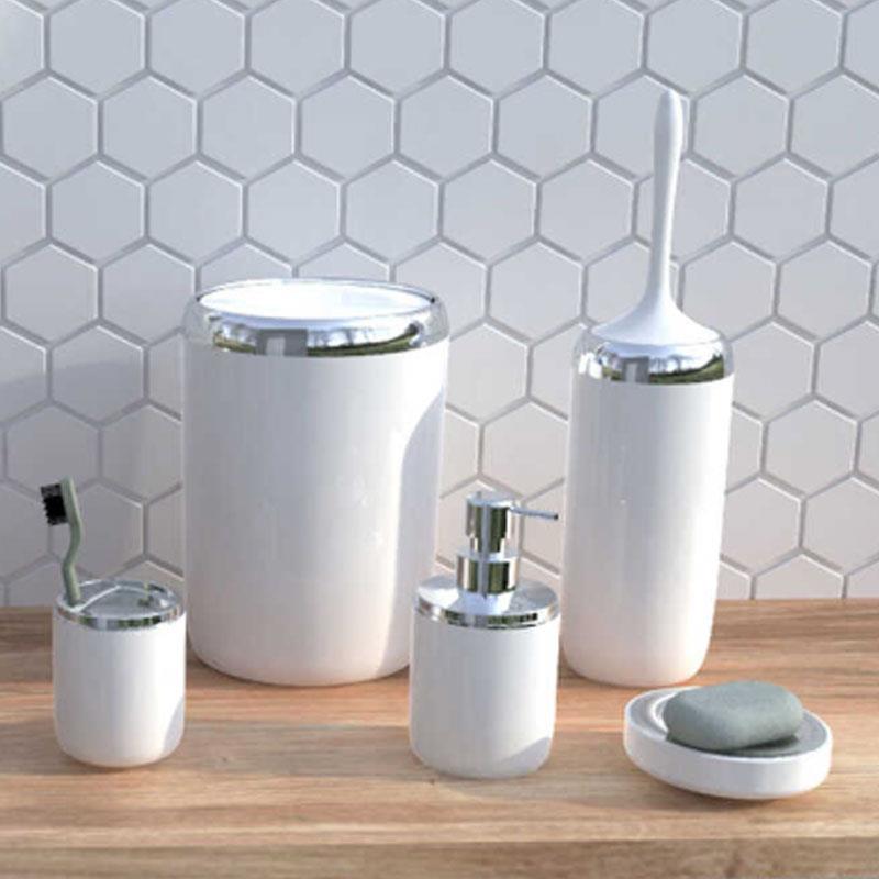 Lima XL Krom Dekorlu Banyo Seti Beyaz - Primanova