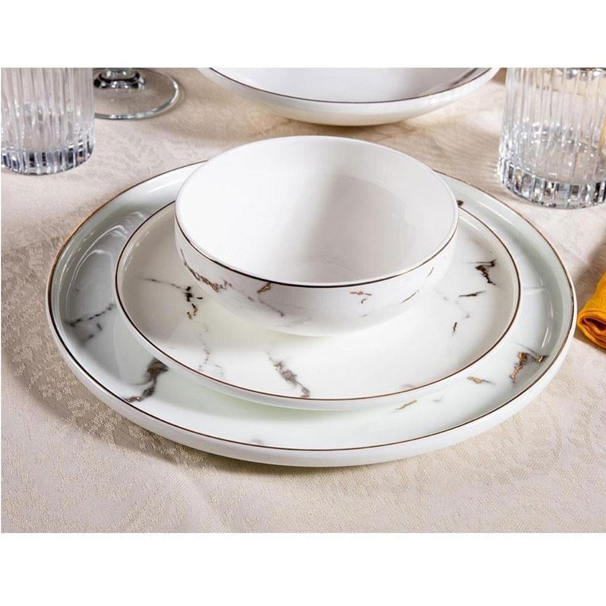 Massimo Marble Gold 24 Parça 6 Kişilik Yemek Takımı | Çamlıca Home