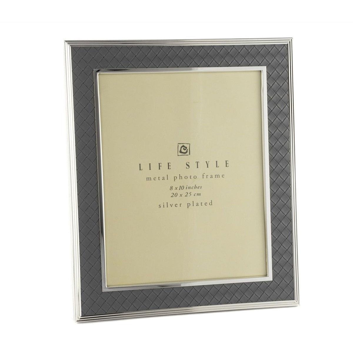 Mikasa Moor Gri Gümüş Rengi Deri Desenli Büyük Boy (20x25 cm) Metal Çerçeve