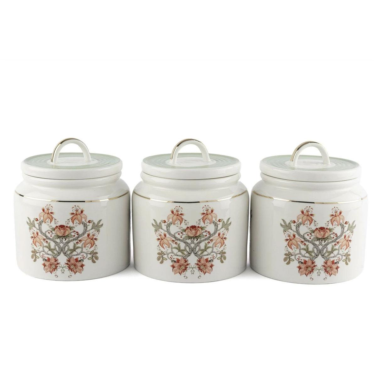 Mikasa Moor Mystic Floral 3lü Porselen Kavanoz Seti 500ml - Lüks Mutfak Düzenleyici