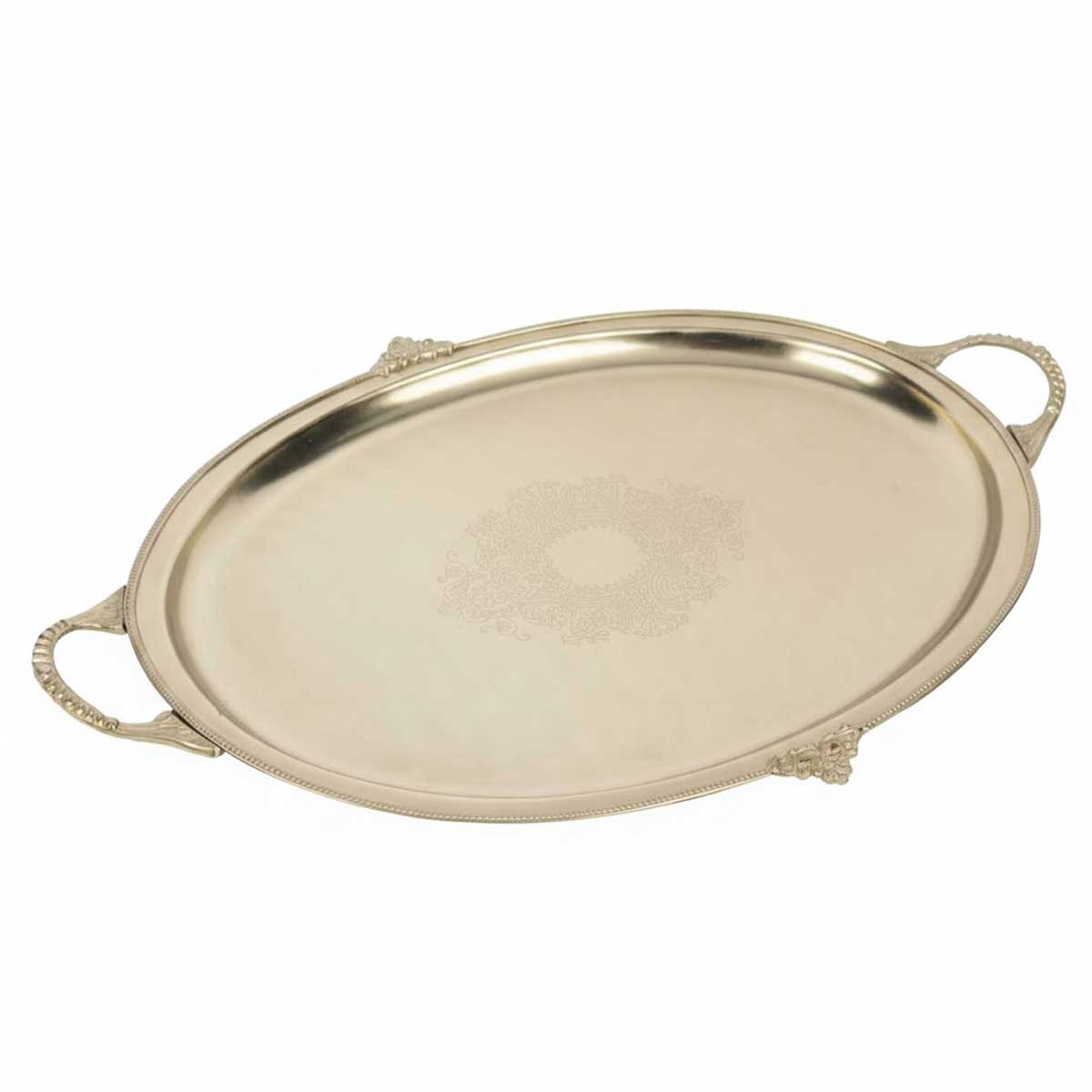 Osmanlı motiflerinden ilham alan el işçiliği pirinç işlemeli büyük boy oval Mikasa Moor tepsi