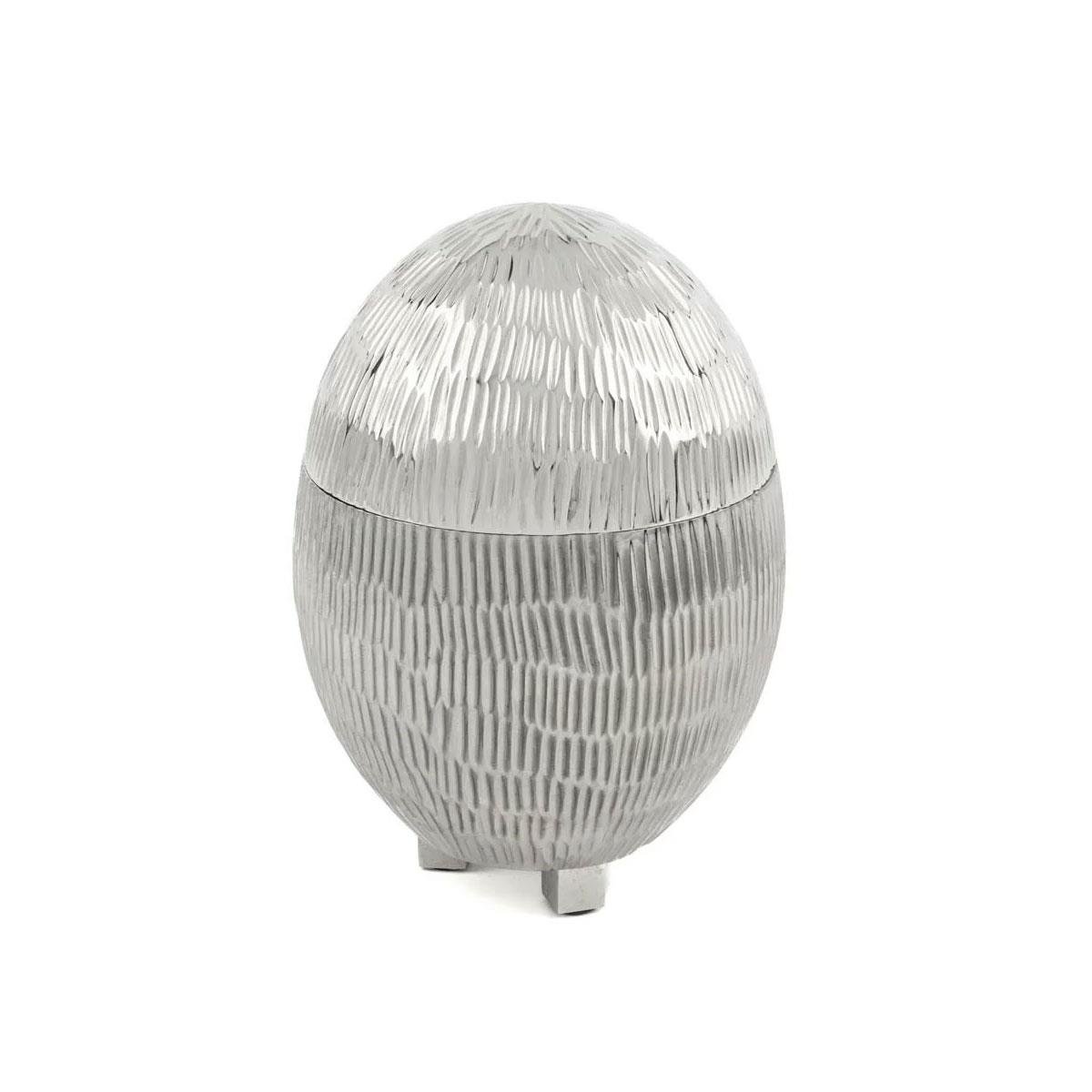 Mikasa Moor Saige 12x18 cm Gümüş Yeşil Egg Kutu - Dekoratif Metal Takı Kutusu