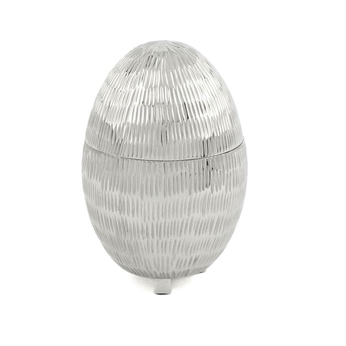 Mikasa Moor Saige 13x20 cm Gümüş Yeşil Egg Kutu - Dekoratif Metal Takı Kutusu