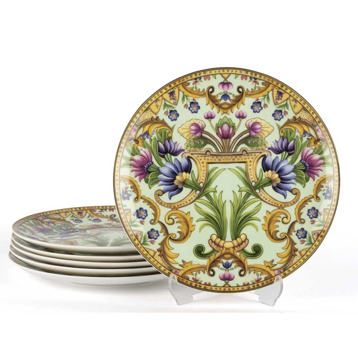 Floransa bahçelerinden ilham alan altın yaldız detaylı 21 cm Mikasa Moor lüks porselen pasta tabakları