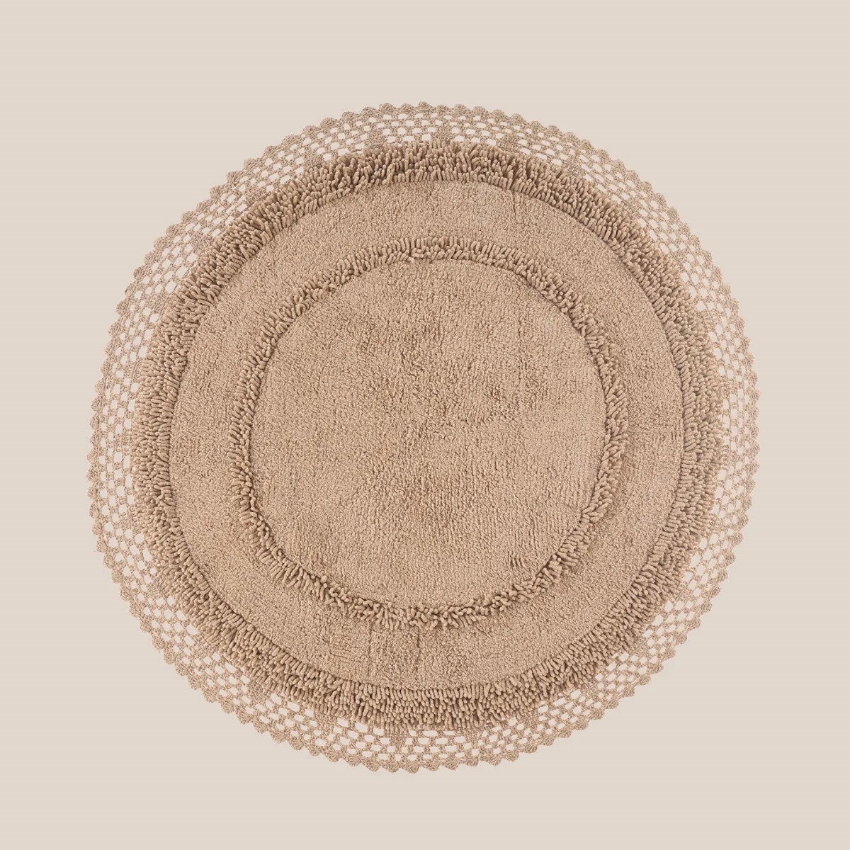 Moon %100 Pamuk Yuvarlak Banyo Paspası | Mocha 120x120 cm