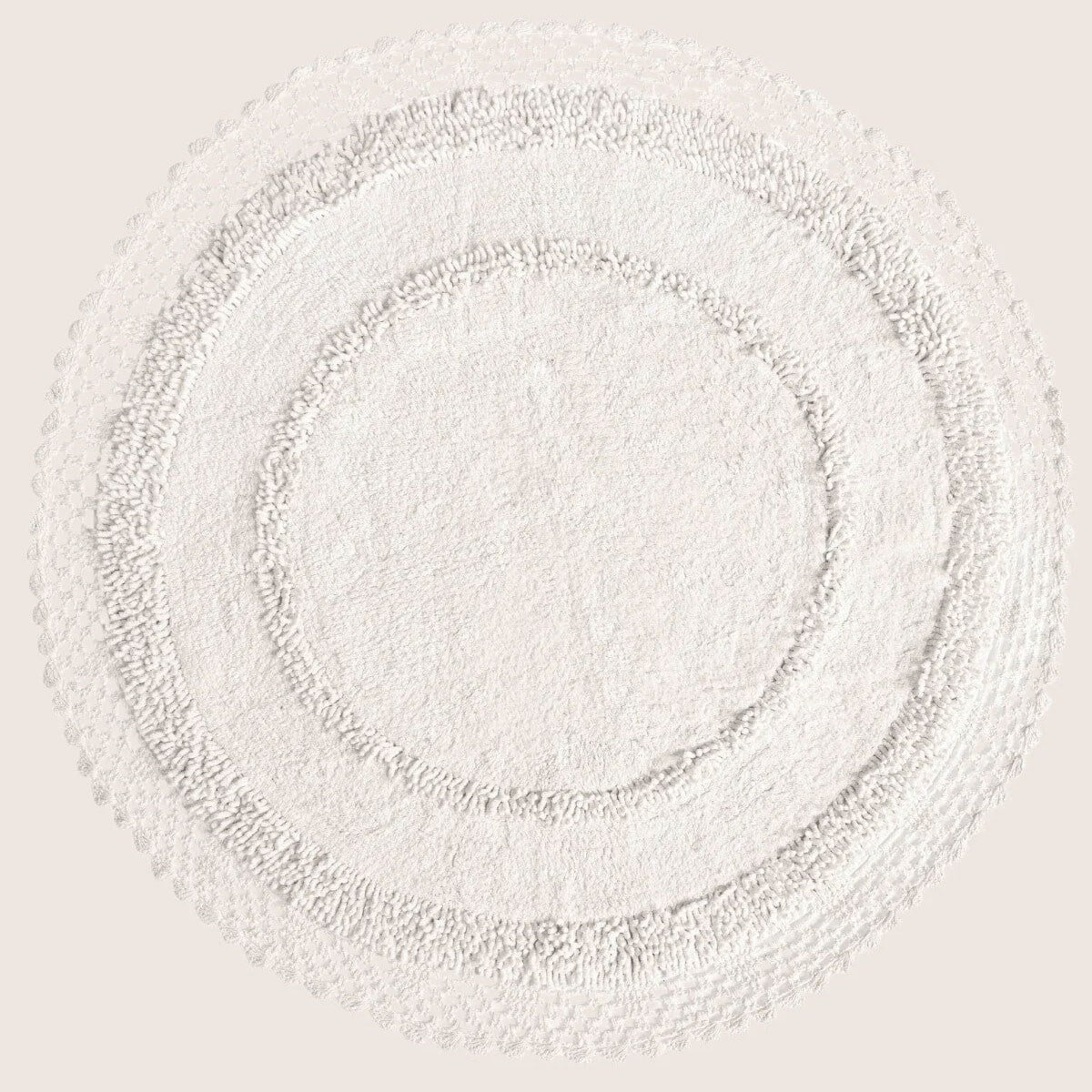Moon Ekru %100 Pamuk Yuvarlak Banyo Paspası 120x120