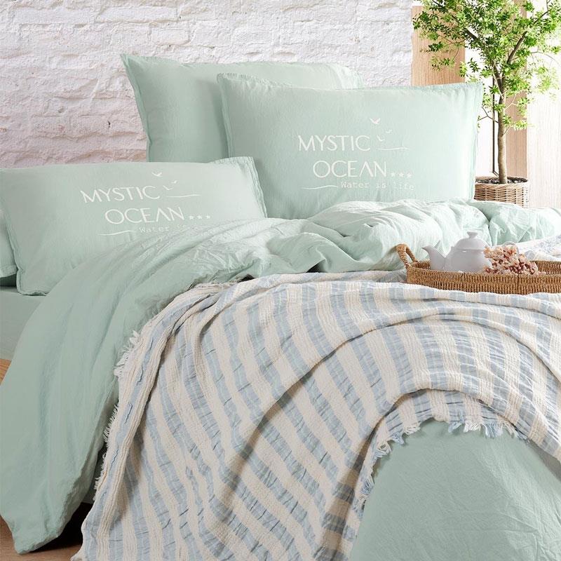 Mystic Ocean Çift Kişilik Nevresimli Pike Takımı Mint