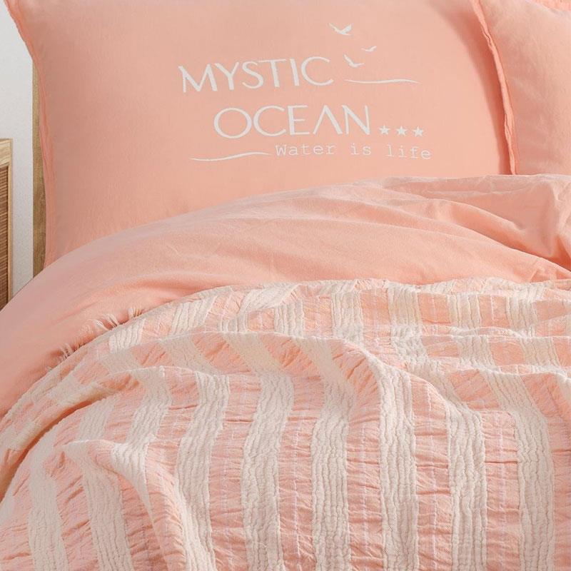 Mystic Ocean Çift Kişilik Nevresimli Pike Takımı Somon