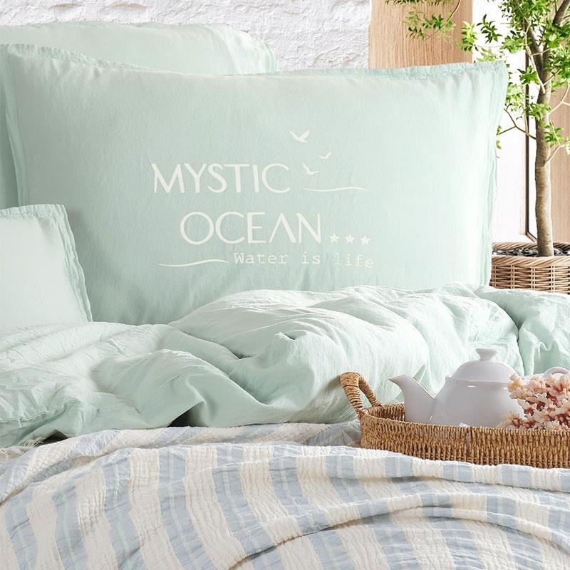 Mystic Ocean Çift Kişilik Nevresimli Pike Takımı Mint