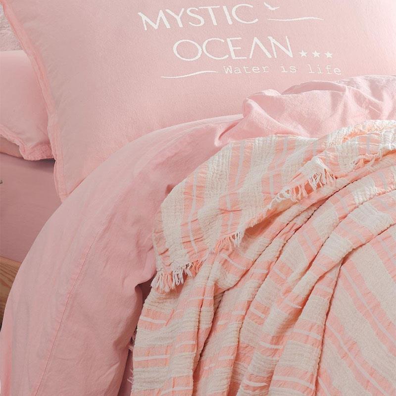 Mystic Ocean Çift Kişilik Nevresimli Pike Takımı Pudra
