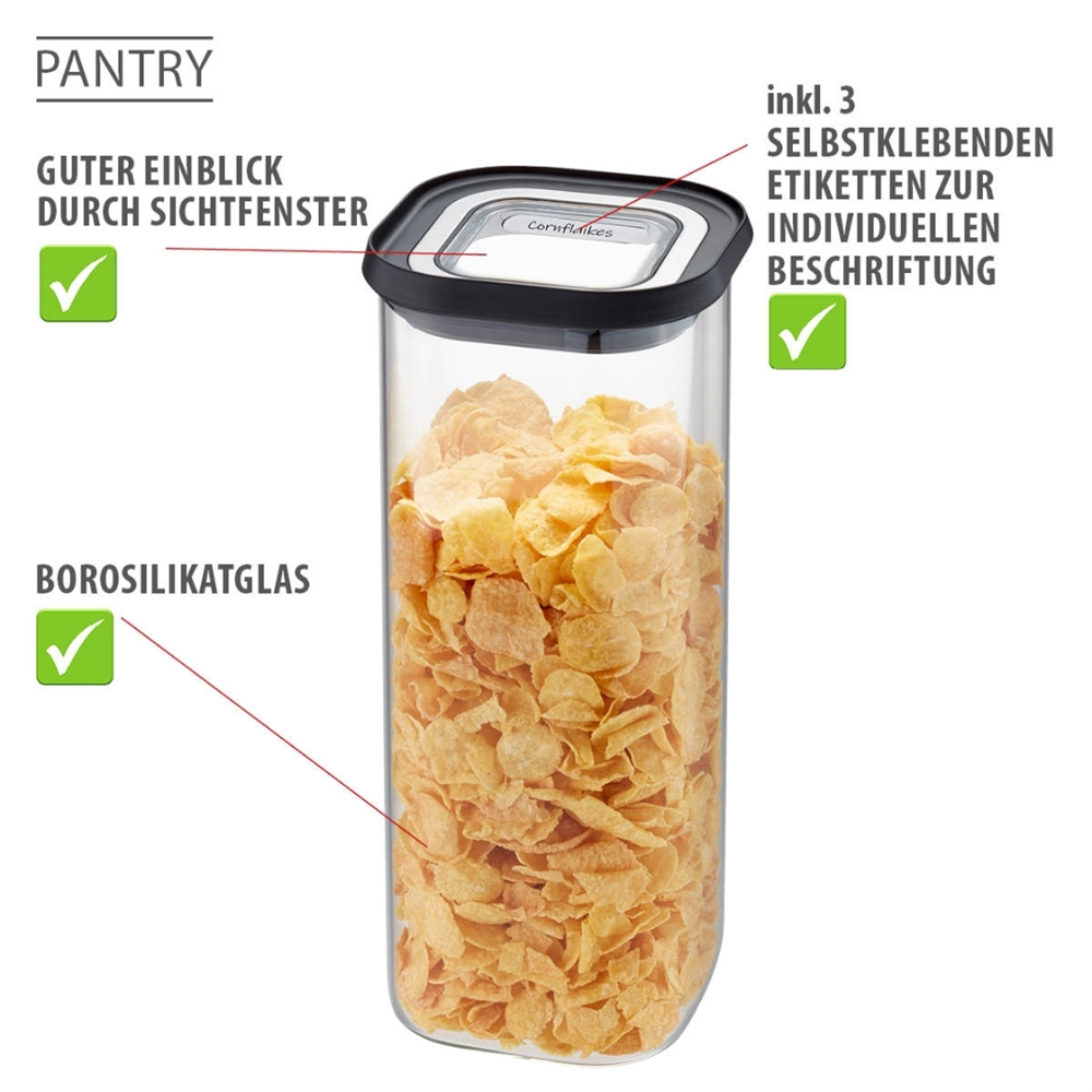 Pantry Erzak Saklama Kabı 1900 Ml 11x11x26 cm