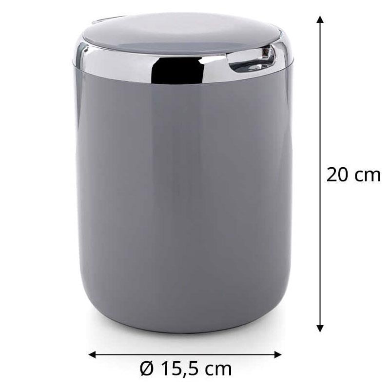 Pasifik 3 Lt. Çöp Kovası Plastik Kapaklı Gri