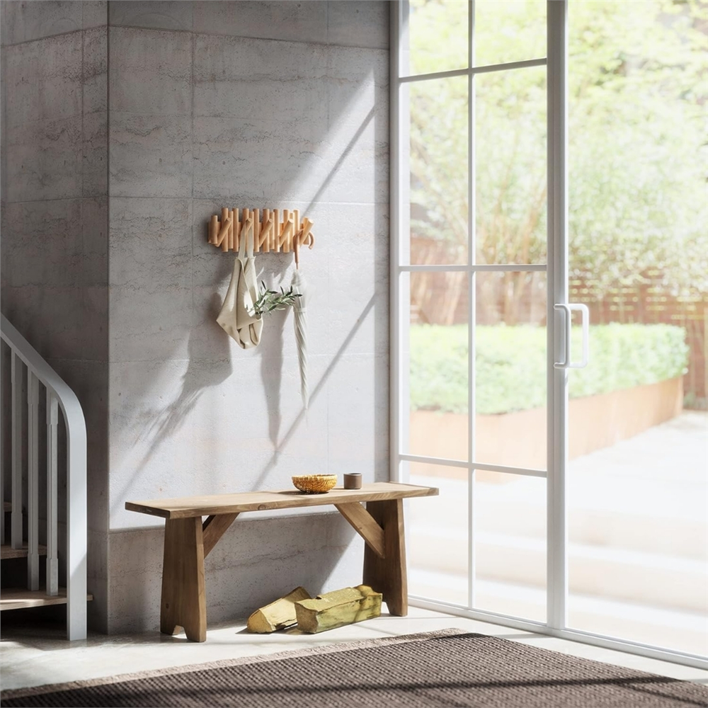 Picket Duvara Monte 5Li Askılık Naturel Renk 38x17x4 cm