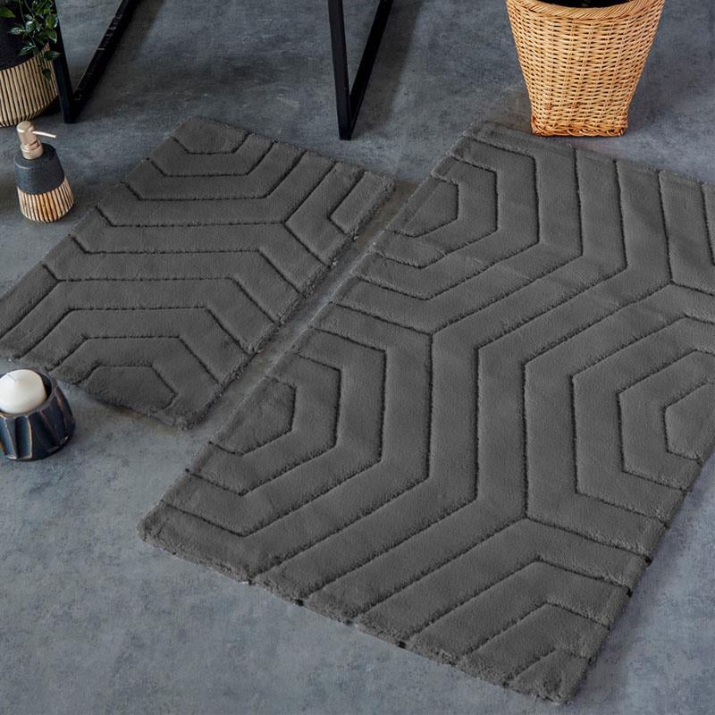 Plaid 2'li Banyo Paspası K.Gri - HC&W