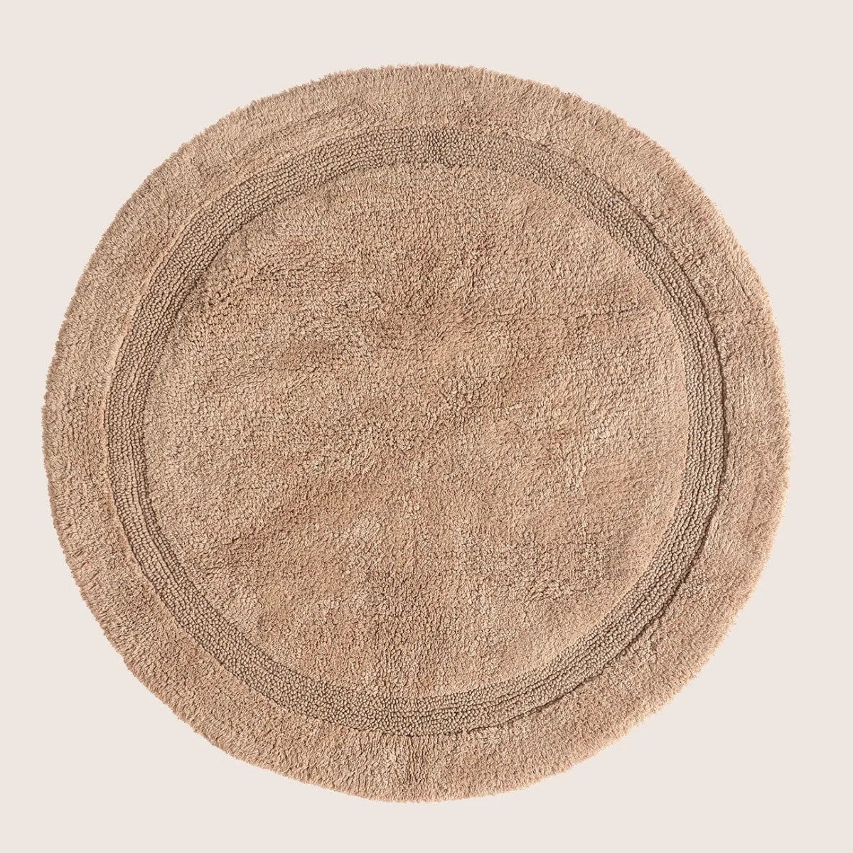 Puffed Bej %100 Pamuk Yuvarlak Banyo Paspası 100x100