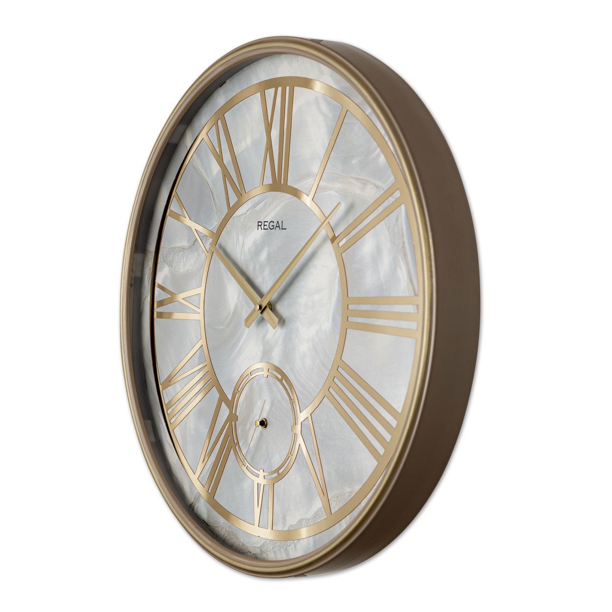 Regal Led Işıklı Modern Metal Büyük Boy Duvar Saati | Gold