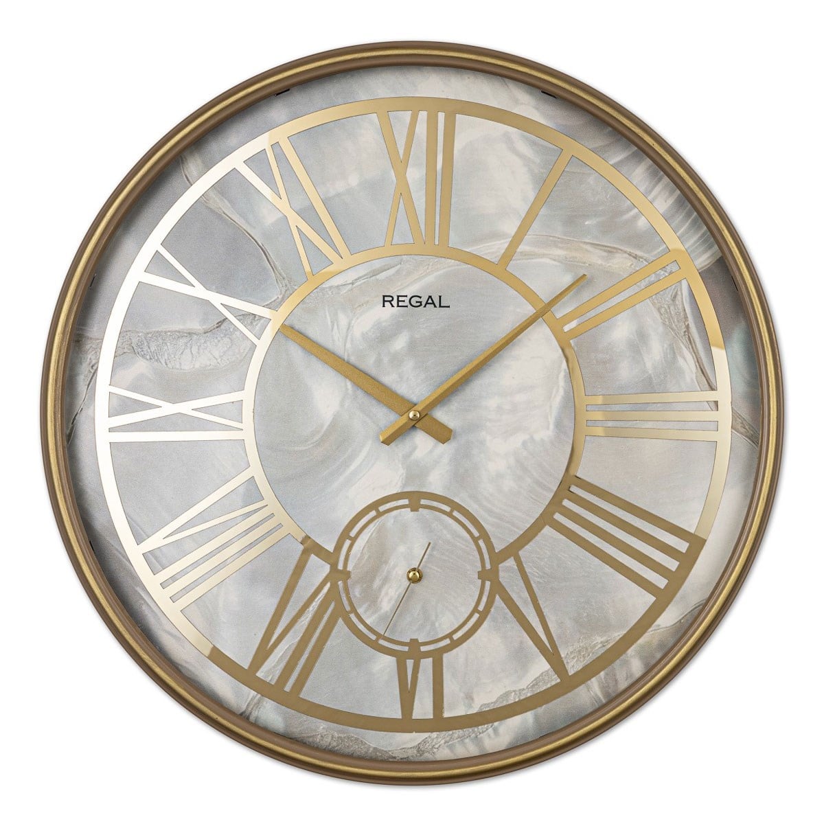 Regal Led Işıklı Modern Metal Büyük Boy Duvar Saati | Gold