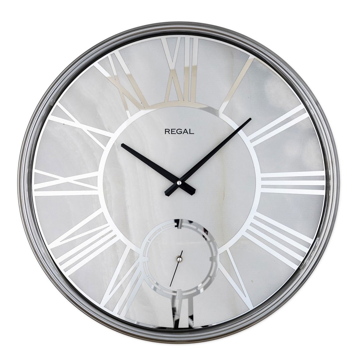 Regal Led Işıklı Modern Metal Büyük Boy Duvar Saati | Gümüş
