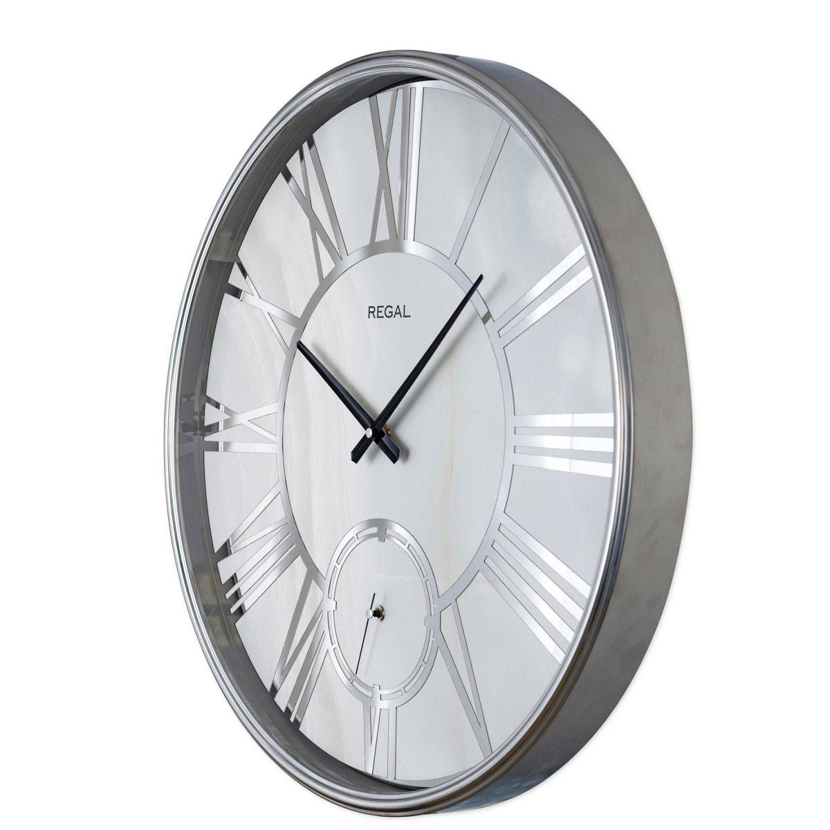 Regal Led Işıklı Modern Metal Büyük Boy Duvar Saati | Gümüş
