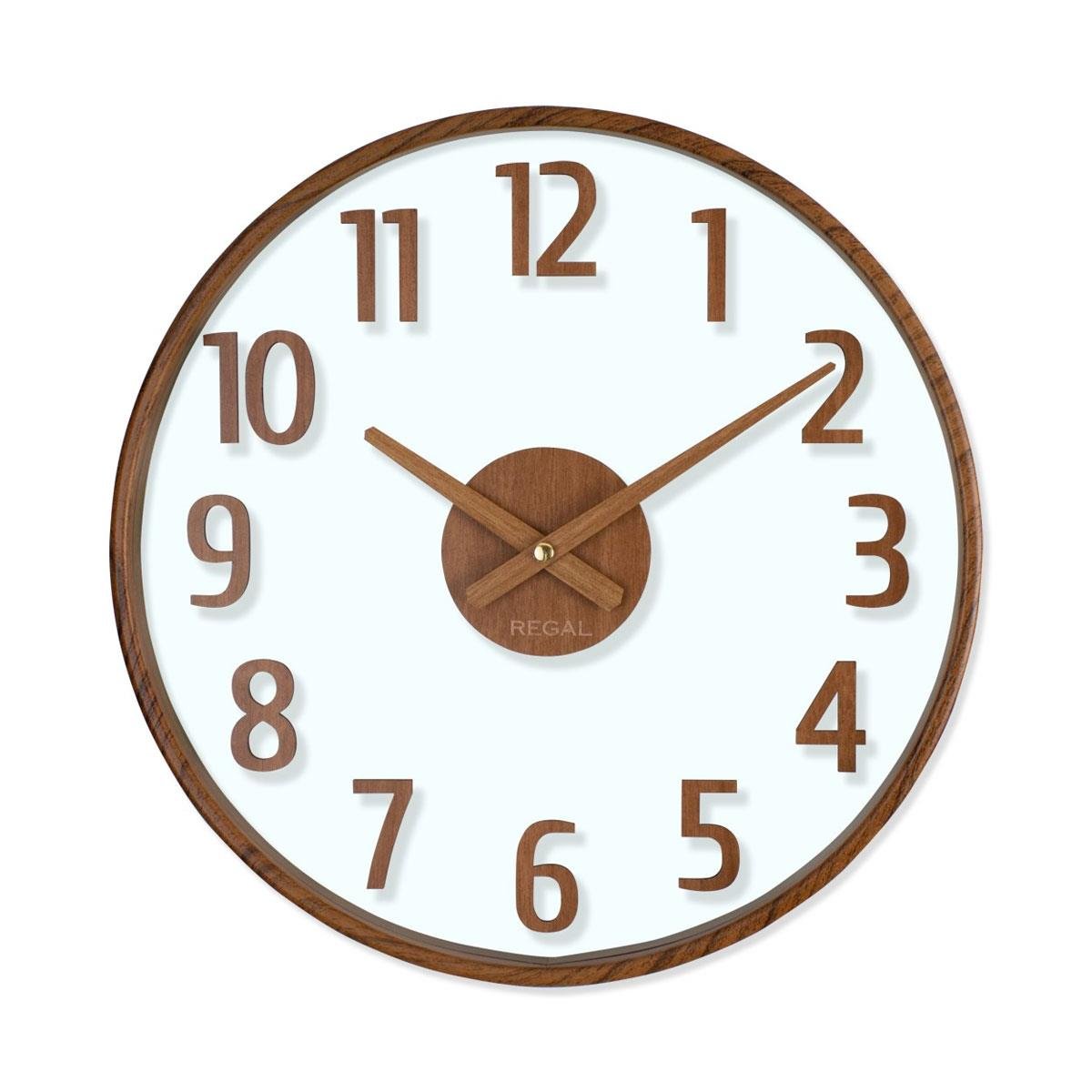 Regal Opal Ceviz Ahşap Görünümlü Duvar Saati 37.5 cm - Şeffaf Kadranlı Minimalist Saat