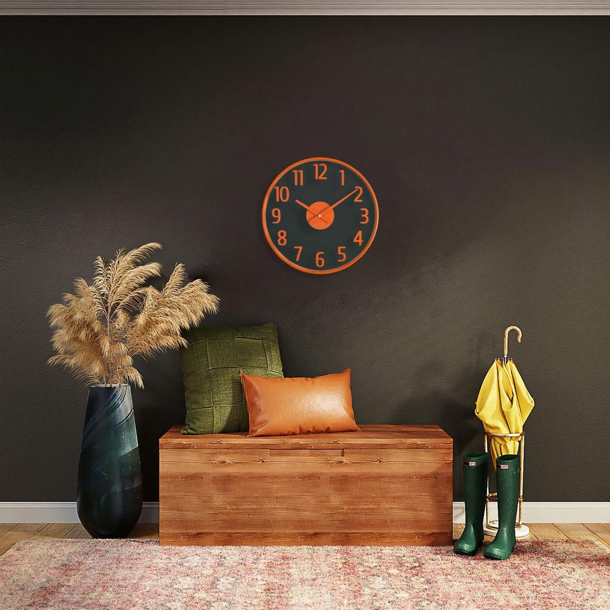 Regal Opal Turuncu Duvar Saati 37.5 cm - Sessiz Mekanizma