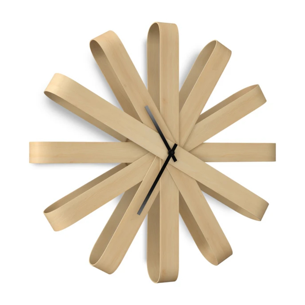 Ribbonwood Duvar Saati Doğal Renk Çap: 50 cm