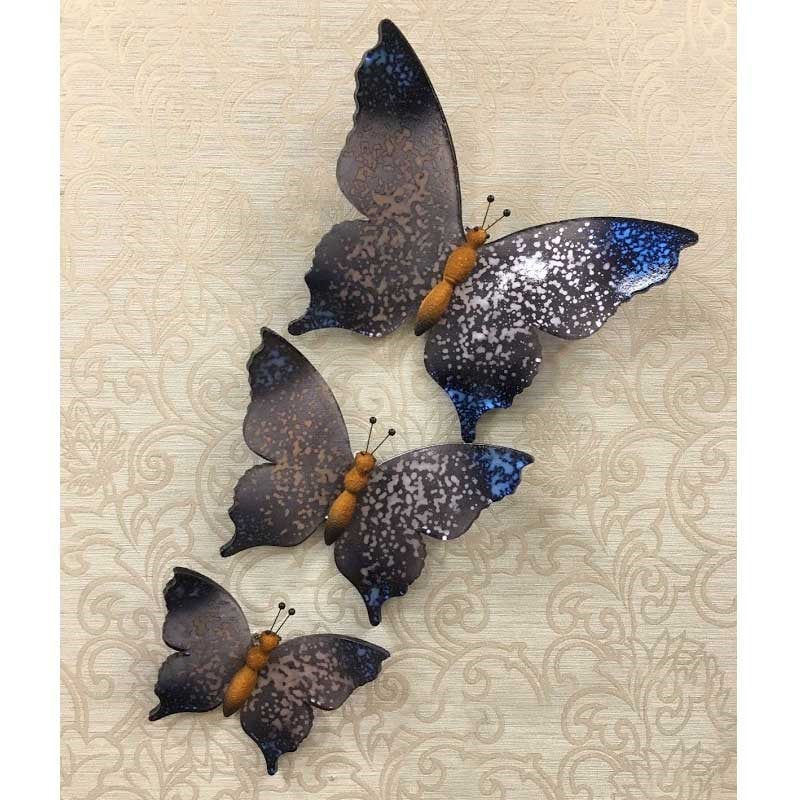 Şeffaf Kelebek 3'lü Set Gri - Kare Home