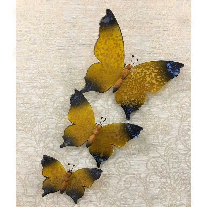 Şeffaf Kelebek 3'lü Set Sarı Siyah - Kare Home