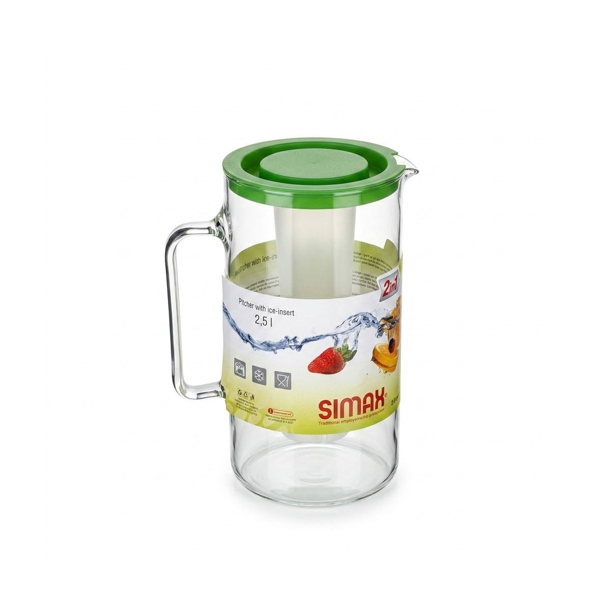 Simax Borosilikat Buz Hazneli Sürahi 2.5 Lt - Yeşil Kapaklı